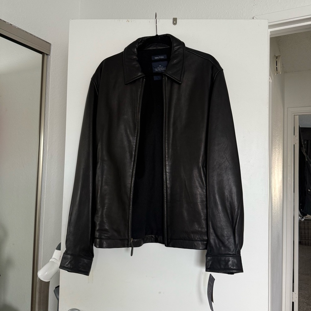 Nautica Black Leather Jacket